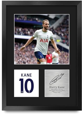 HWC Trading Harry Kane Geschenke Gedrucktes Signiertes Autogramm Foto für Fußball Anhänger and Fans - A3 Porträt Gerahmt