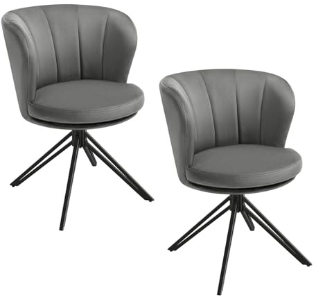 WOLTU Esszimmerstühle 2er Set drehbar, ergonomisch, Samtbezug, Dunkelgrau | Küchenstühle, mit Armlehnen, 150 kg belastbar, für Wohnzimmer Schlafzimmer Esszimmer