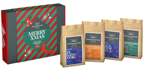 Melitta Kaffee Weihnachts-Geschenkbox - 4 Spezialitätenkaffees, ganze Bohnen, handgeröstet, Geschenkidee zu Weihnachten