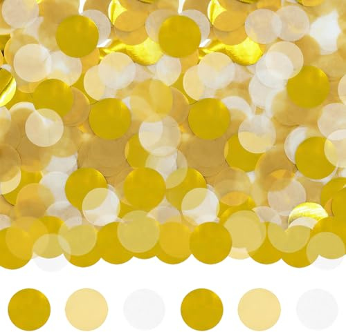 Yatrosynth 1cm Konfetti Rund, ca. 6000 Stück Glitzer Konfetti Bunt, Mehrfarbig Runde Streudeko Tischdeko, für Luftballons, Geschenkbox, für Geburtstag Hochzeit Party Dekoration(50g) - Gold
