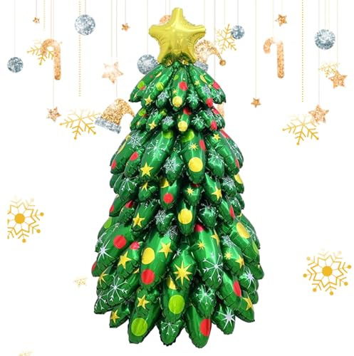Globos festivos, árbol de Navidad de pie con globos de papel de 130 cm | Divertidos para eventos, fiestas y celebraciones domésticas