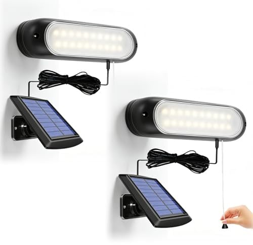 ChunHee Solar-Hängelampe Solarlampe für Schuppen mit Zugschalter, 20 LED | Solarbetriebene Beleuchtung ohne Kabelanschluss, IP65 wetterfest, für Gartenhaus, Hühnerstall, Terrasse und Garage