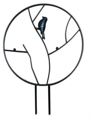 Yctze Yuexinghui Pflanzen-Klettergerüst, Metall-Stützständer für Blumentöpfe, 30 cm Durchmesser, Gartenästhetik mit Vogel-Design (Black #86)