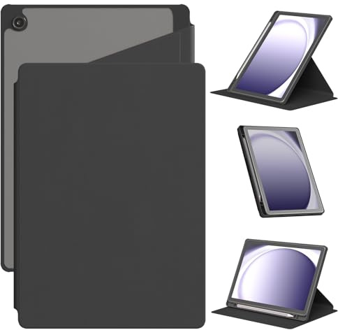 360° Drehbare Tablet Hülle für Samsung Galaxy Tab A11 Plus 2025/A9 Plus 2023 11(SM-X230/X236), Klapphülle mit 3-Fach Verstellbarem Ständer, Schlank und Robust, Schwarz