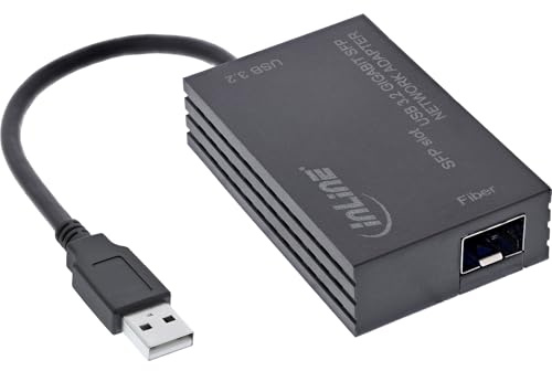 InLine USB-A zu SFP Netzwerkadapter für Glasfaserverbindungen, Gigabit Ethernet, 10/100/1000 Mb/s, kompatibel mit Windows, macOS, Linux, 66659N