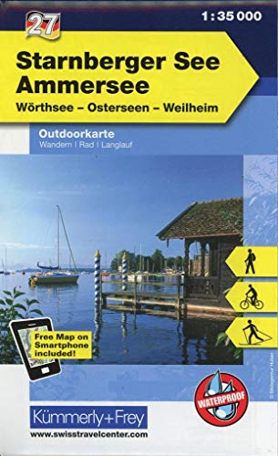 Starnberger See Ammersee Nr. 27 Outdoorkarte Deutschland 1:35 000: Wörthsee - Osterseen - Weilheim, water resistant, free Download mit HKF Maps App (Kümmerly+Frey Outdoorkarten Deutschland, Band 27)