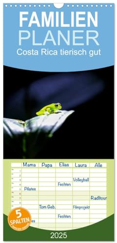 Familienplaner 2025 - Costa Rica tierisch gut mit 5 Spalten (Wandkalender, 21 cm x 45 cm), CALVENDO