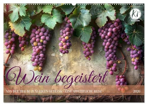 Wein begeistert (Wandkalender 2026 DIN A2 quer), CALVENDO Monatskalender: Faszinierende Weinmomente: KI-Kunst in jeder Flasche (CALVENDO Lifestyle)