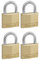 Master Lock 140EURQNOP Confezione da 4 Lucchetti con Chiavi in Ottone, Oro, 6 x 4 x 1.3 cm