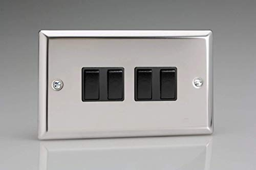Varilight XC9B Rocker Switches 4 Gang Mirror Chrome Black