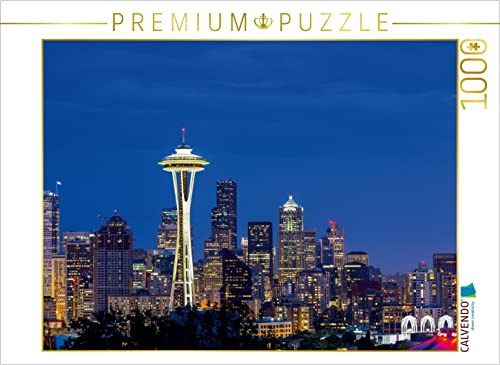 CALVENDO Puzzle Seattle Skyline at Night | 1000 Teile Lege-Größe 64 x 48 cm Foto-Puzzle für glückliche Stunden