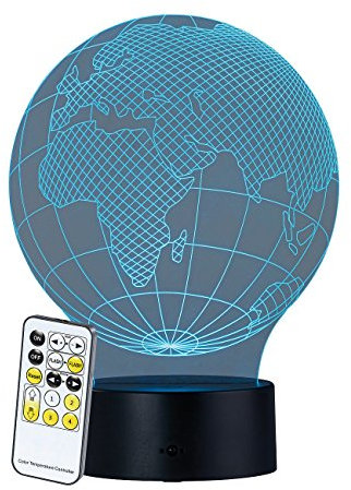 Lunartec LED Deko: 3D-Hologramm-Lampe mit Leuchtmotiv Planet Erde, 7-farbig (Dekolampe, 3D-Hologramm-LEDs, Tischleuchte Batterie)