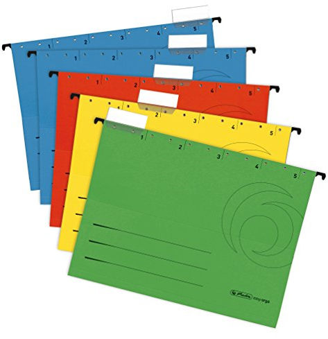 15er Set Herlitz 5874656 Hängemappe A4 UniReg farbig sortiert zu 5er im Polybeutel Kraftkarton, 230 g/qm (Hängemappe | 15er Set, sortiert)