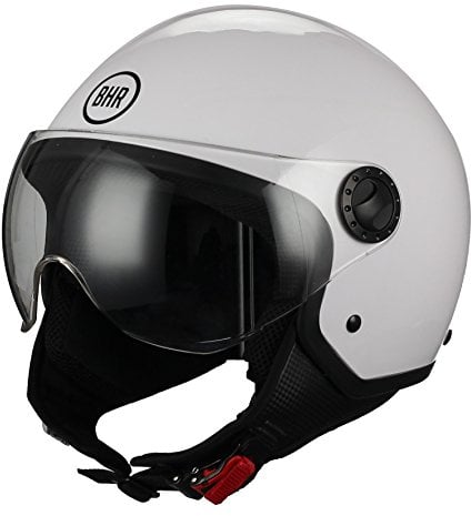 BHR Casco Demi-Jet 801 ONE| Casco Scooter Omologato ECE | Casco Motorino con Visiera Antigraffio e Sgancio Micrometrico | Bianco | XL