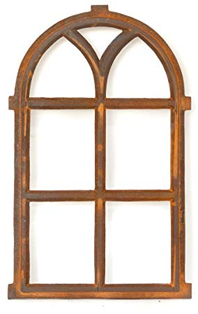 Antikas | Eisenfenster mit Rundbogen | ca. 66 x 39 cm | Als Landhausfenster, Gartenfenster und Garagenfenster