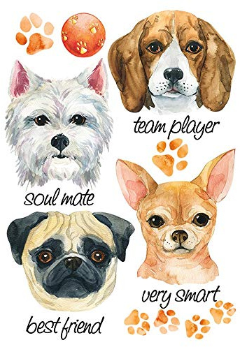 Ideen mit Herz Color Bügeltransfer, DIN A4, Hunde 1 | Textilien wie T-Shirts & Taschen mit Bügelmotiven verzieren | Bilder schnell & einfach aufbügeln | DIY Textildesign
