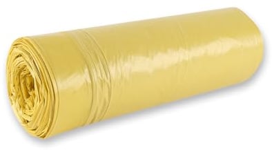 Franz Mensch HygoClean Müllsäcke mit Zugband, 120 l, ca. 45my, 1100 x 700 mm, gelb | aus recyceltem LDPE, Rolle, 150 Stück, stabiler und reißfester Müllbeutel, Mülltüte
