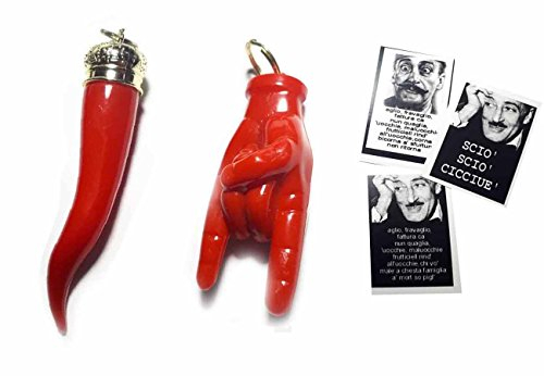handwerklich gefertigt; Sie erhalten 2 Hörner von ca. 9/14 cm und eine Karte von Toto‘ als Überraschungsgeschenk. Hornanhänger, Glücksbringer. Als Schlüsselanhänger verwendbar. Aus Neapel.