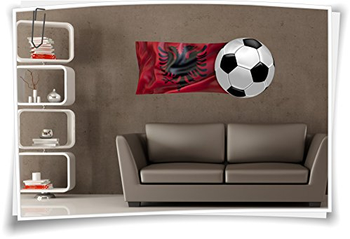Medianlux Wandbild Albanien Flagge Aufkleber Fahne Fußball Aufkleber Sport EM WM Pokal - 120-x-52cm-bxh