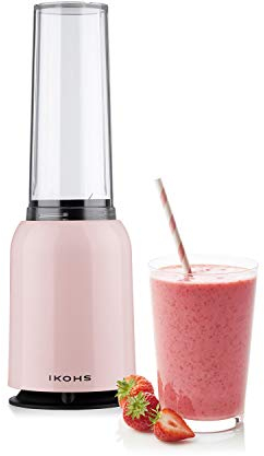 CREATE/MOI/Standmixer Pastellrosa/Mixer für Smoothies und Milchshakes, 400ml Glas, BPA-frei, tragbar, Edelstahlklingen, 230W