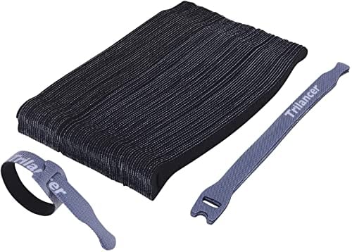 Trilancer Attaches de Câble 50 PCS, Réutilisable Fermeture en Nylon Microfibre Organisateur pour Cordes et Gestion des Câbles 20cm (Noir)