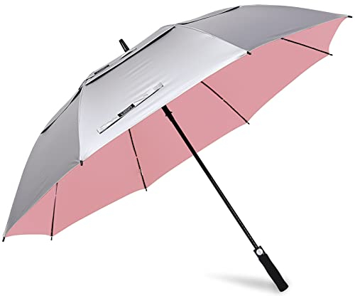 G4Free - Paraguas de golf de 157 cm, protección UV, extragrande, resistente al viento, paraguas de lluvia y sol, apertura automática, doble toldo