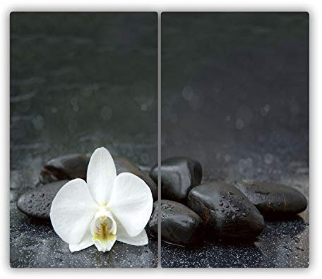 Tulup Planche À Découper - 2x30x52cm - Protection Plaque Induction Cuisson Tapis de Découpe Verre Trempé - Orchidée