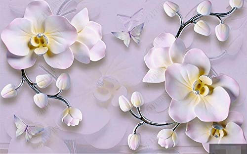 Fototapete Geprägte Rosa Lila Orchidee Tapeten Foto Tapete Moderne Vliestapete Wohnzimmer Wohnzimmer Schlafzimmer Wandtapete Dekoration-400cmx280cm