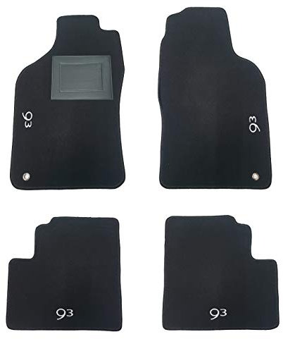 Fußmatten für S A A B 9-3 (Cabrio-Modell) von 2003 bis 2007 mit 4 Logos und 2 Befestigungen