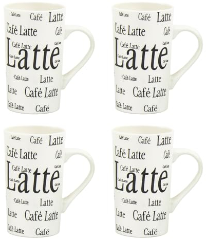 Priceless Homeware 475ml Large Ceramic Mug Microwave & Dishwasher Safe Hot Chocolate Cappuccino, Espresso,Latte, Hot Tea Mugs Set of 4 & 8 -Hot Cocoa Mugs (4Pcs Set - Latte)