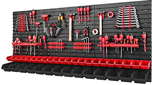 PAFEN Caja Apilable para Pared de Herramientas, 1728 x 780 mm, Sistema de Almacenamiento, Soporte para Herramientas y Caja de 36 Unidades, Estantería de Pared y Taller