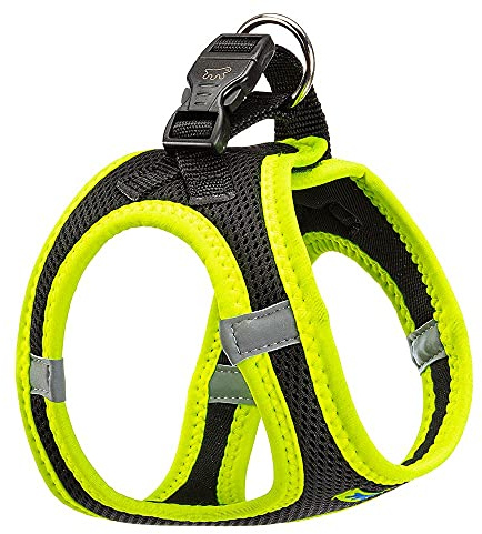 Ferplast Hundegeschirr Mittelgroße Hunde Kaori S, atmungsaktives Hundegeschirr, gepolstert und verstellbar, leicht zu tragen, reflektierende Kanten, Brustumfang 36–44 cm. Gelb
