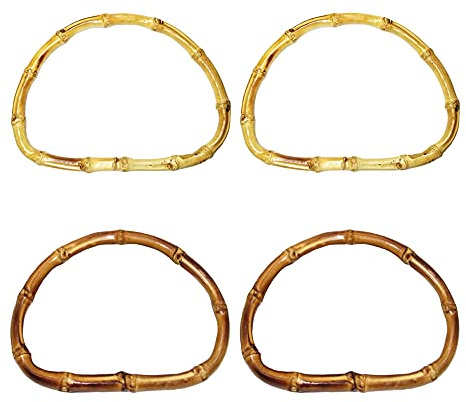 Pamtns 4 Pezzi Manici Bamboo per Borse Maniglia per Borsa a Forma di D in Bambù Maniglia per Borse in Bambù Manici in Bambù Manici per Borse Fai Da Te Manici Borse Manici per Borse