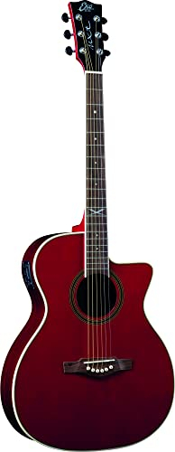 Eko Guitars NXT A100CE SEE Through Red Akustikgitarre, Bodenbänder aus Mahagoni, Griffbrett aus South American Roupana, Auditorium Cutaway, Rot