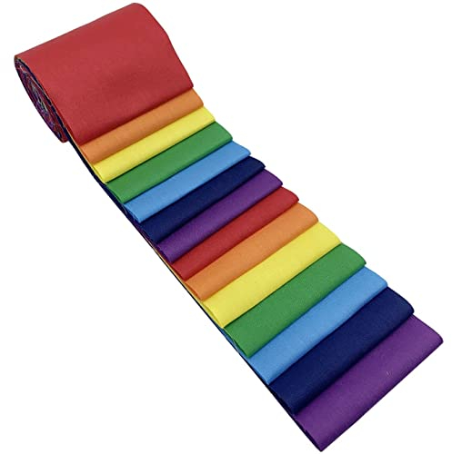 aufodara 7 Farben/14er Stoffstreifen Baumwolle 7,9 x 100 cm Jelly Roll, Regenbogen Stoff Einfarbige Baumwollstoff Stoffe zum Nähen Patchwork Stoffpaket zum Quilten DIY Basteln Handwerken (Regenbogen)