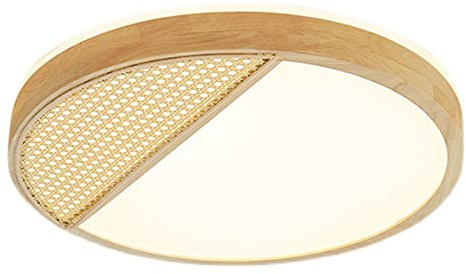 Holzrahmen im japanischen Stil rund in der Nähe der Deckenleuchte, Ultradünne 2,36 Zoll LED Energiespar-Deckenlampe Mit Rattan-Dekorations-Deckenleuchten Geeignet für Schlafzimmer, Arbeitszimmer, Wohn
