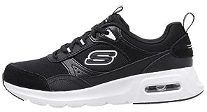 Skechers Damen Skech-air Court Sneaker, Schwarzes Ledernetz Weißer Rand, 38 EU