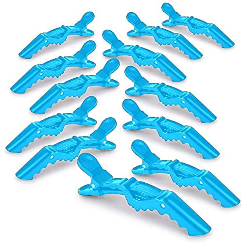12 Pinzas para Cabello – Broches Cocodrilo Profesionales de Plástico para el Pelo con Agarre Antideslizante y Dientes Grandes para un Fácil Peinado, Cabello Grueso