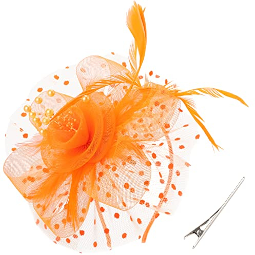 DRESHOW Fascinator Chapeau Plume Mariage Dames Day Bandeau et Clip Cocktail Tea Party Chapeau pour Fille et Femmes, Taille unique, 1 pc thicker: Gray