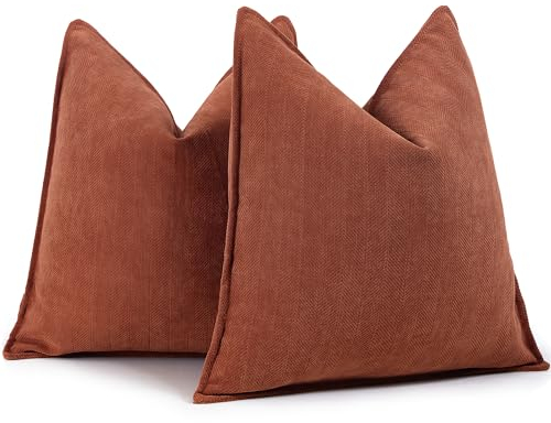 ZWJD Rost Kissenbezug 40x40 2er Set Chenille Kissenbezüge Sofakissen Kissenhüllen mit elegantem Design, weiche und luxuriöse dekorative Dekokissen für Couch, Bett und Heimdekoration