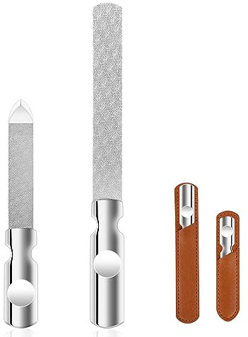 2 Stück Nagelfeile, Edelstahl Nagelfeilen Doppelseitige Nagelfeile Wiederverwendbare Metall Nagelfeile für Natürliche Nägel, Zuhause, Salon, Männer und Frauen