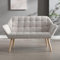 chairus Upholstered Tub Chairs Linen 2 Seater Sofa for Living Room Modern Armchair Cocktail Chair with Wooden Legs (Beige)