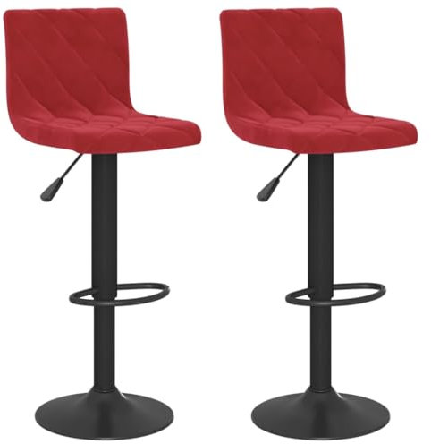 vidaXL 2X Barhocker Höhenverstellbar Drehbar Küchenhocker Barstuhl Bistrohocker Tresenhocker Thekenhocker Tresenstuhl Bar Stuhl Hocker Weinrot Samt