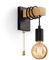 Lightsjoy Industrial Pull Cord Wall Sconces - Wooden Internal Lights with Switch, E27 Bulb Base, Black, Living Room, Bedroom, Stair, Restaurant, 1Pc