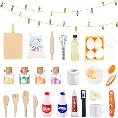 32pz Porta Elfo Natale Kit,Accessori Casa delle Bambole in Miniatura,Set di Decorazioni Natalizie in Miniatura,Accessori Casa Bambole,per decorazioni natalizie e regali per bambini