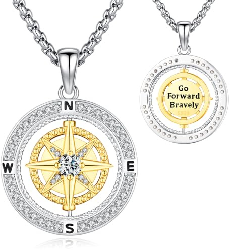 LOOVE Compass Necklace Sterling Silver Celtic Knot Compass Graduation Friendship Travel Talisman Inspirational Necklace Graduation Gift Jewelry for Women Men Girls Sterling Silver No