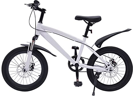 ROGONPDK Kinder Fahrrad 18 Zoll Kinder Mountainbike Kinder MTB City Fahrrad Scheibenbremse Bike Erwachsenenfahrrad für Herr Damen Jungen Mädchen Weiß Schwarz