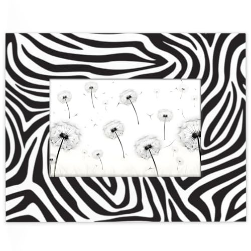 Yzrwebo Bilderrahmen mit Zebramuster, 12,7 x 17,8 cm, gestreift, Zebra-Bilderrahmen, horizontal, Tischdisplay oder Wandmontage, Holz-Bilderrahmen für Fotos, Geschenk, Heimbüro-Dekor