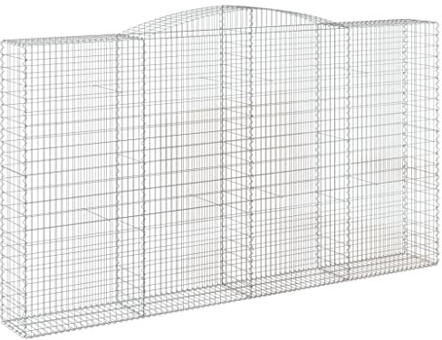 vidaXL Gabione mit Hochbogen 9 STK., Steinkorb Drahtkorb Dekorativ, Gabionenkörbe Verstärkte Gabionenhaken, Gabionenwand Gabionen Zaun Garten, Verzinktes Eisen