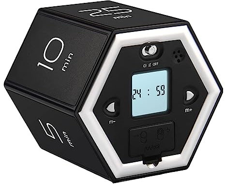 Magnetischer Würfel-Timer, sechseckiger Flip-Timer, magnetischer Flip-Fokus-Timer, Würfel, Timer, sechseckig, Digitaluhr, Timer, magnetische Würfel, Timer, Küche, Hexagon, Flip-Timer, zum Lernen,